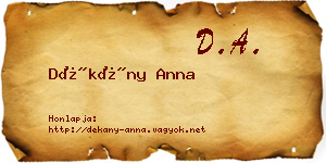 Dékány Anna névjegykártya