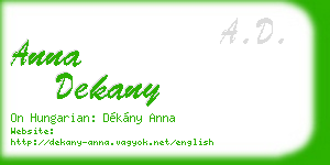 anna dekany business card